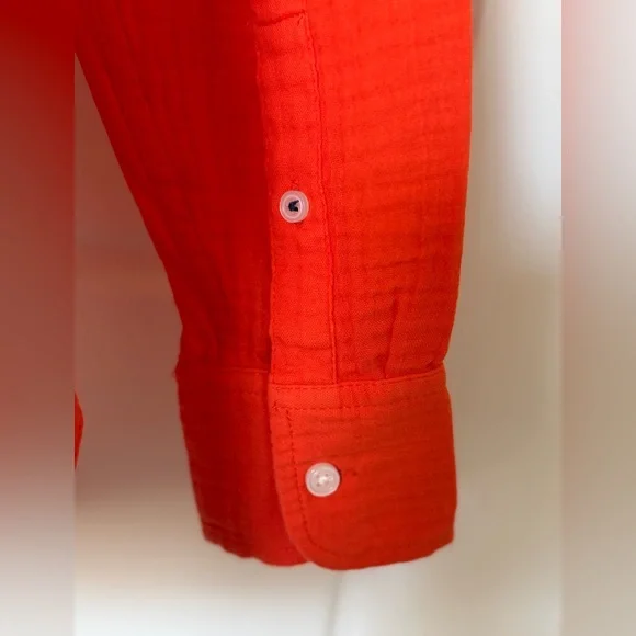 NWT J Crew Orange classic fit gauzy shirt, size 0 - Picture 6 of 8